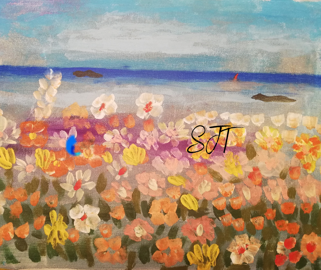 Flowers with sea view